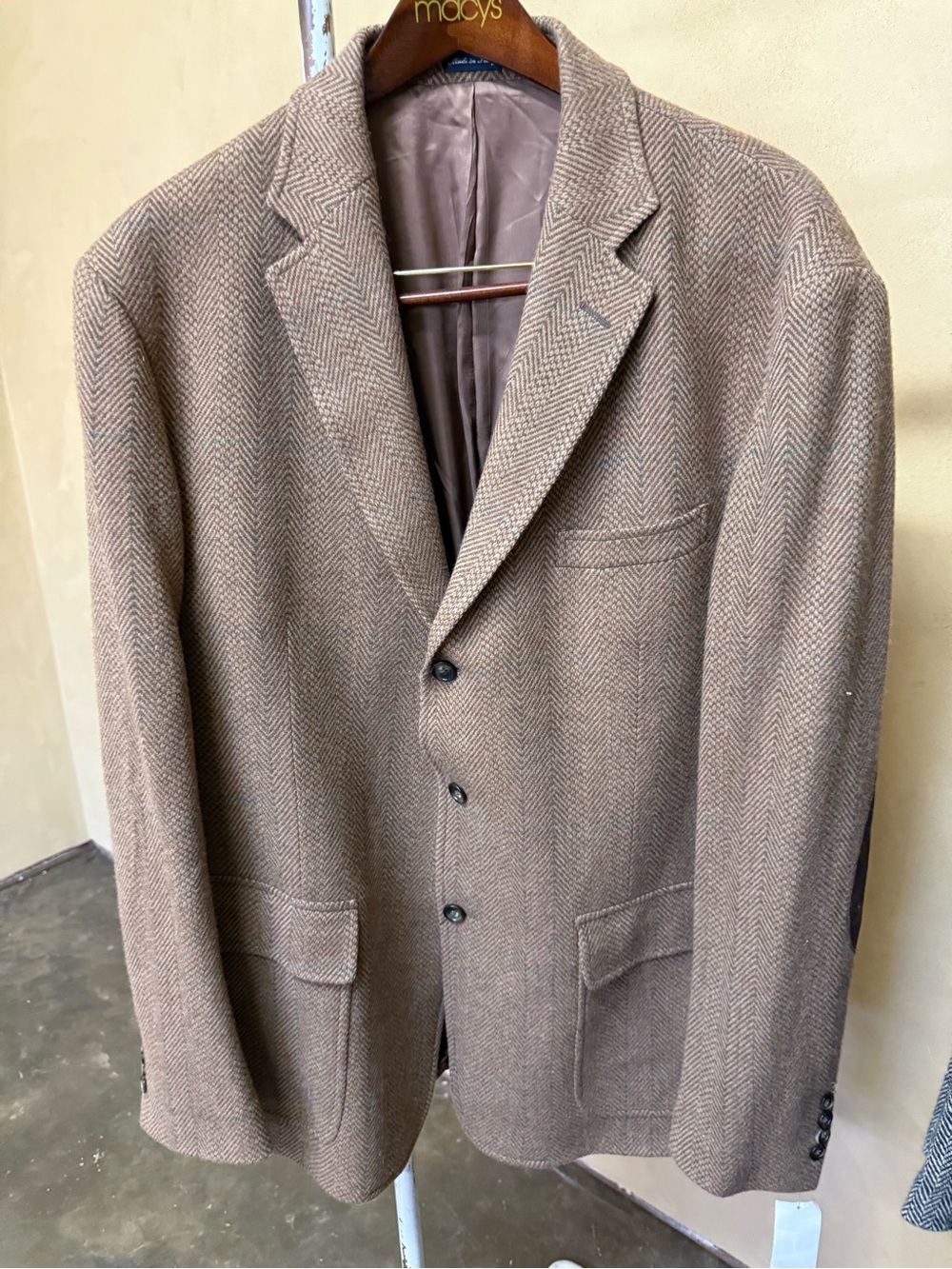 2xl Polo by Ralph Lauren Brown Herringbone Wool Sport Coat made in Italy